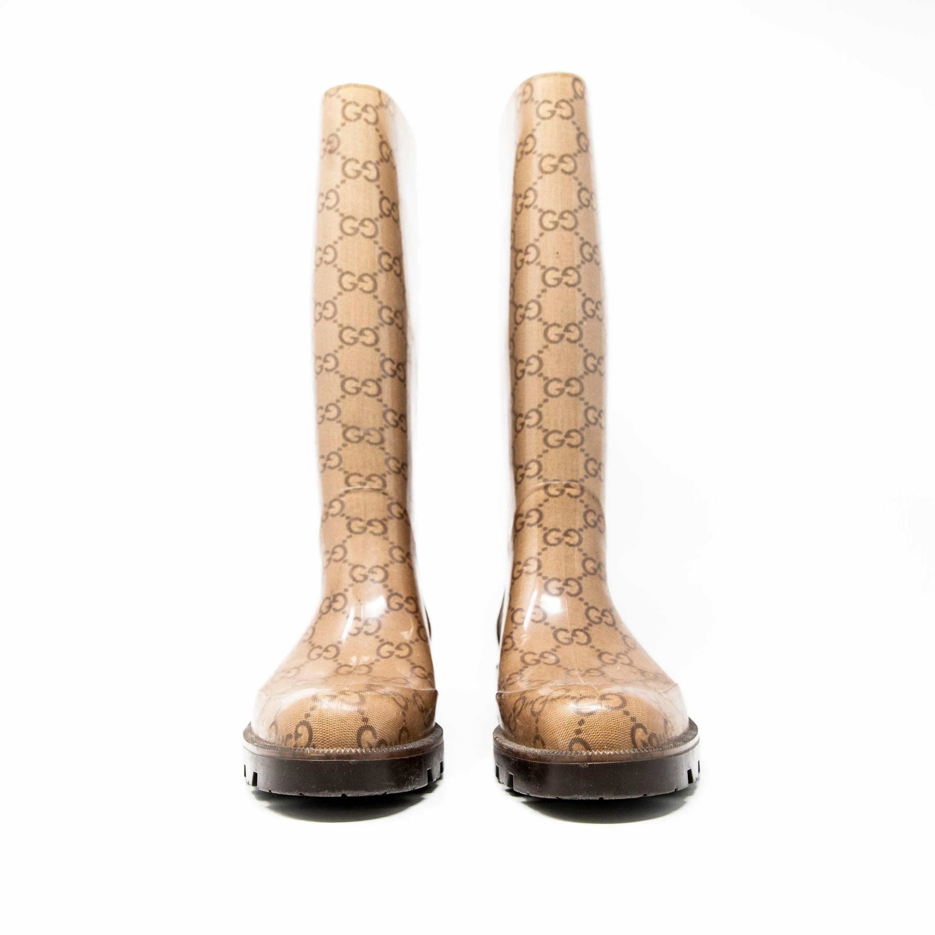 Gucci Brown GG Rain Boots 35