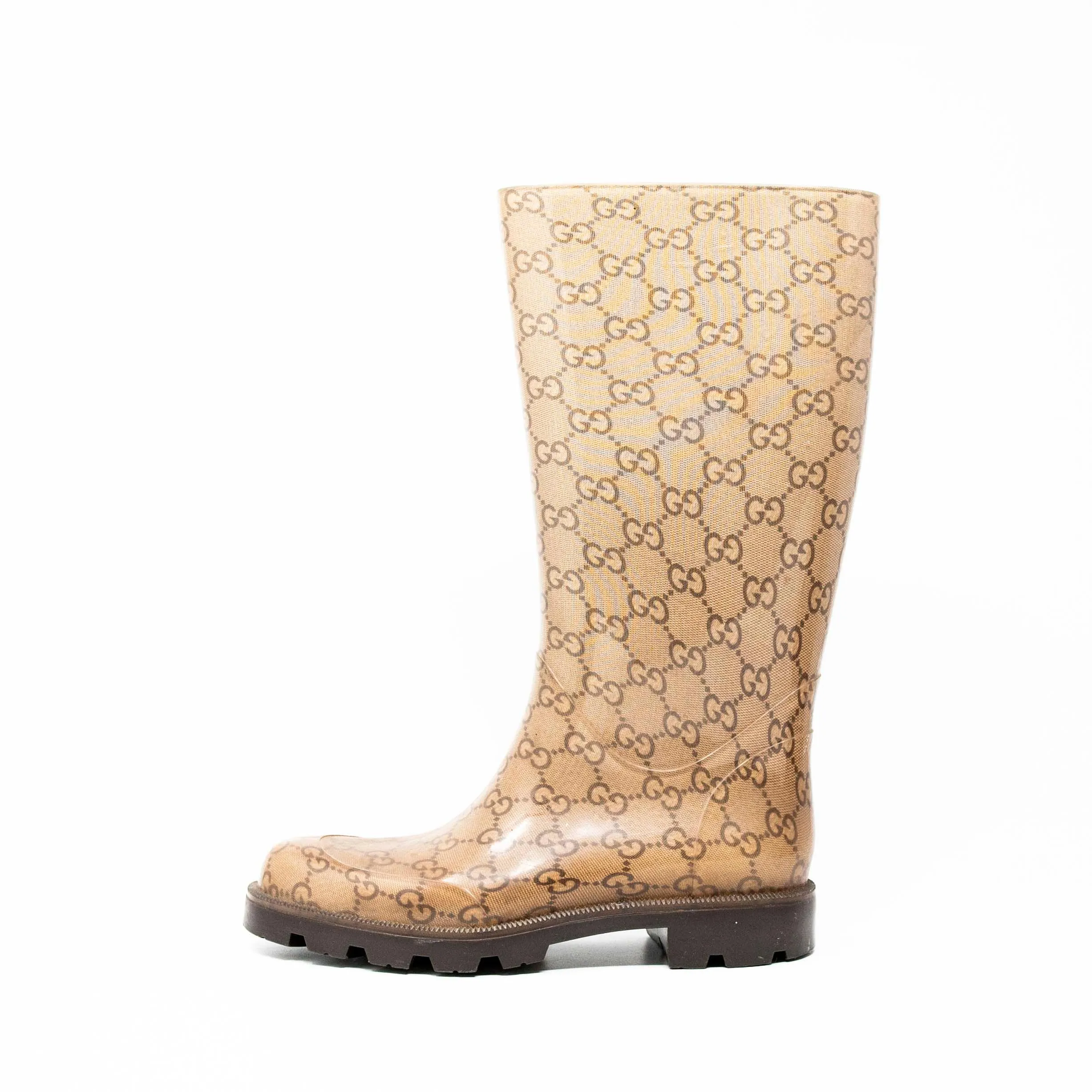 Gucci Brown GG Rain Boots 35