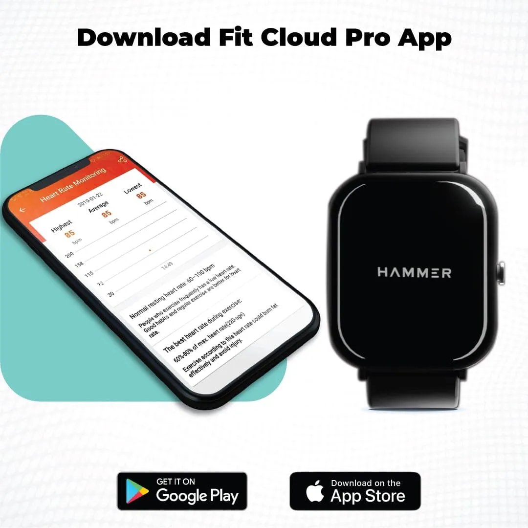 Hammer Pulse Oximeter Unisex Smartwatch with Body-Temp Sensor