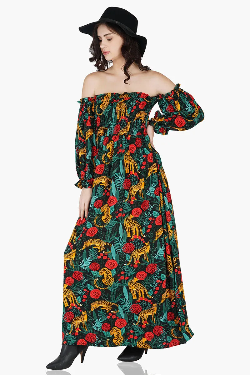 Jaguar Paradise Maxi Shirred Dress