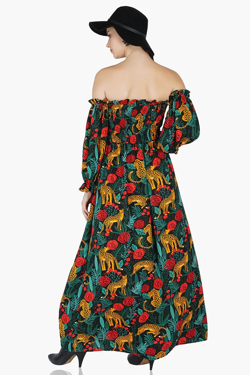 Jaguar Paradise Maxi Shirred Dress