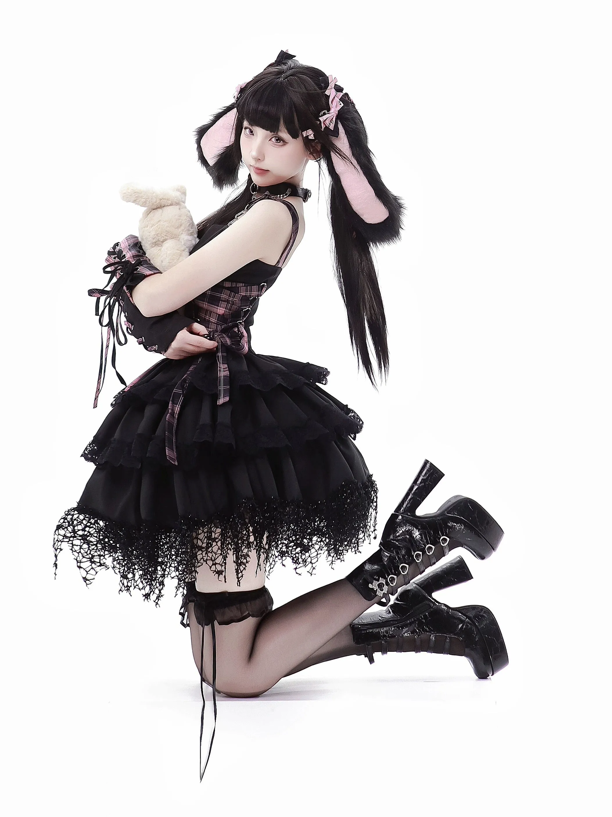 Japanese Idol Daily Performance Outfit Gothic Mini Dress