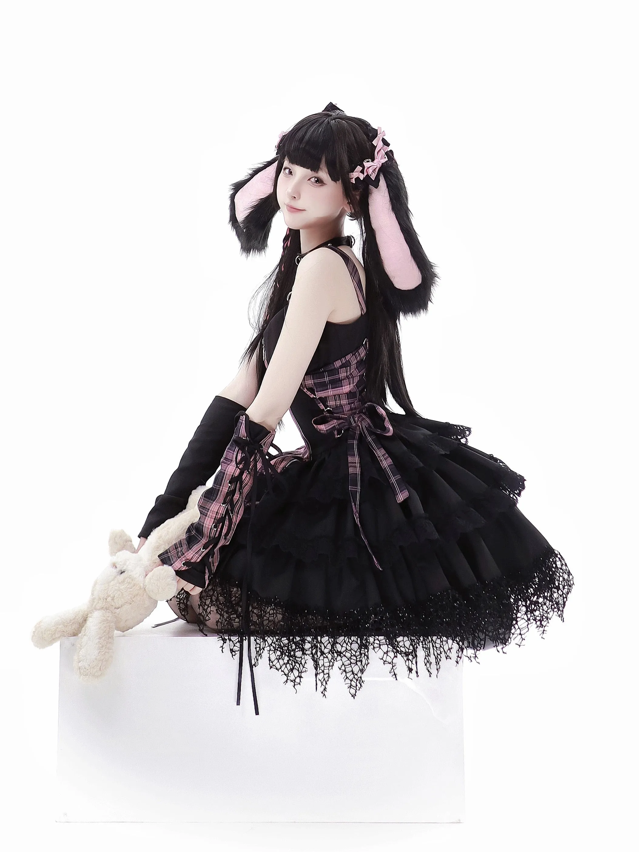 Japanese Idol Daily Performance Outfit Gothic Mini Dress