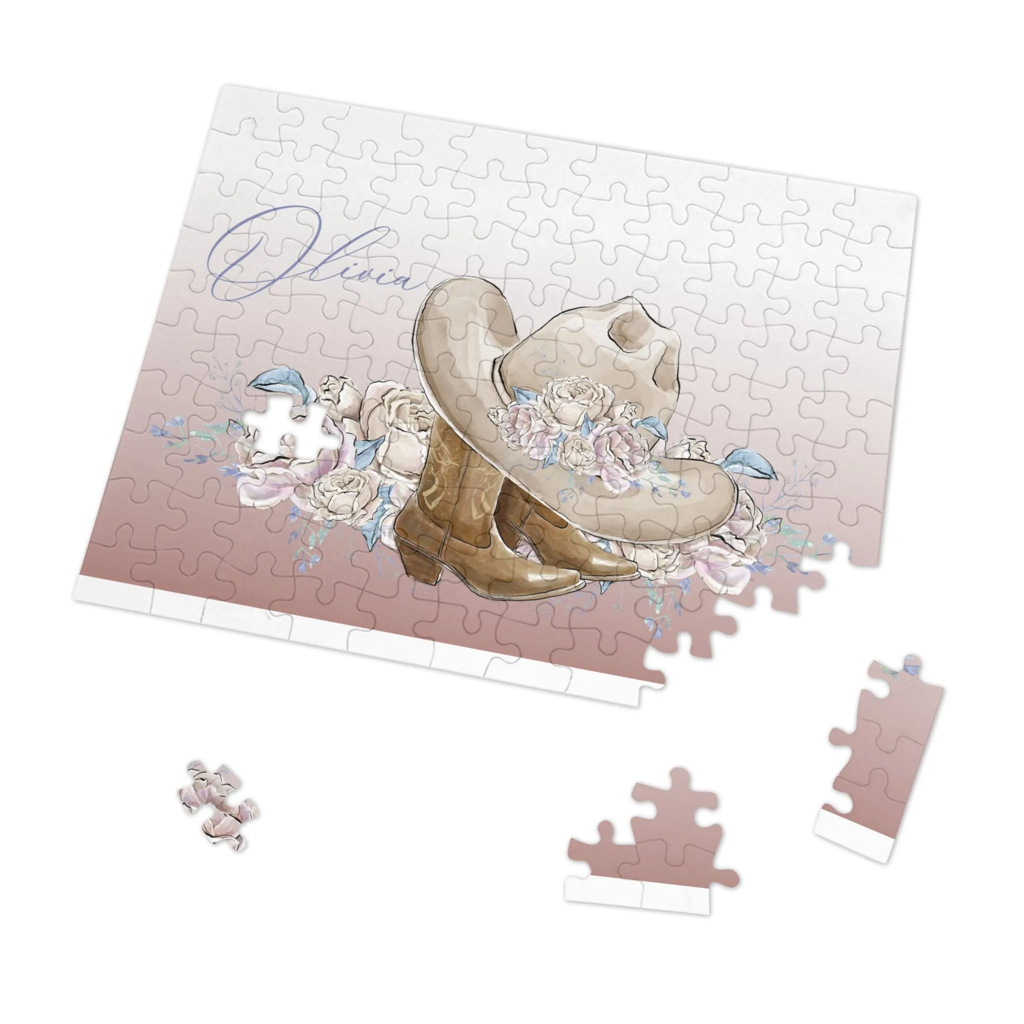 Jigsaw Puzzle, Western, Country Boots, Personalised/Non-Personalised (30, 110, 252, 500,1000-Piece)