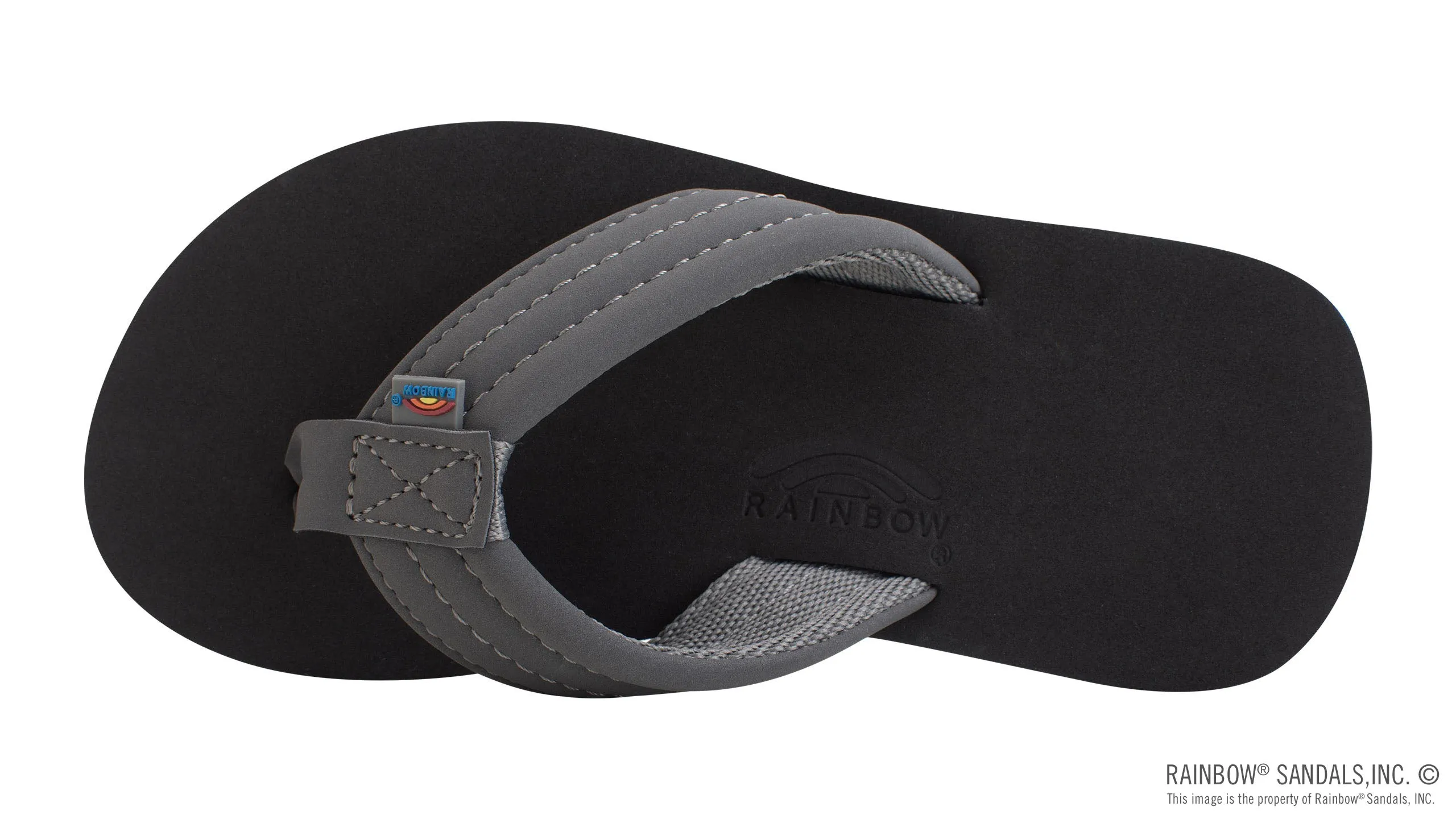 Kids Grombow - Soft Rubber Top Sole with 1" Strap in Dark Grey Pinline