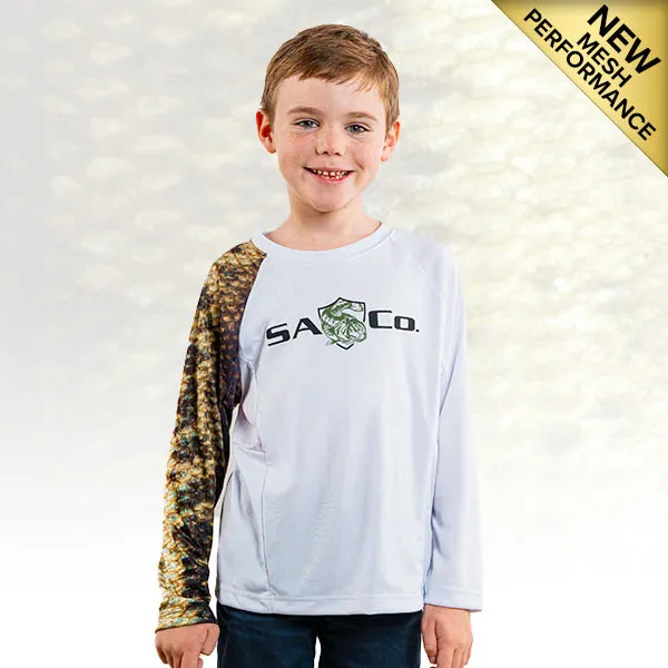 Kids Performance Long Sleeve Shirt | White | Bass