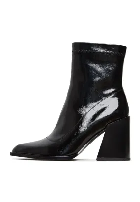 Leather Block Heel Boots Layla - Patent Black