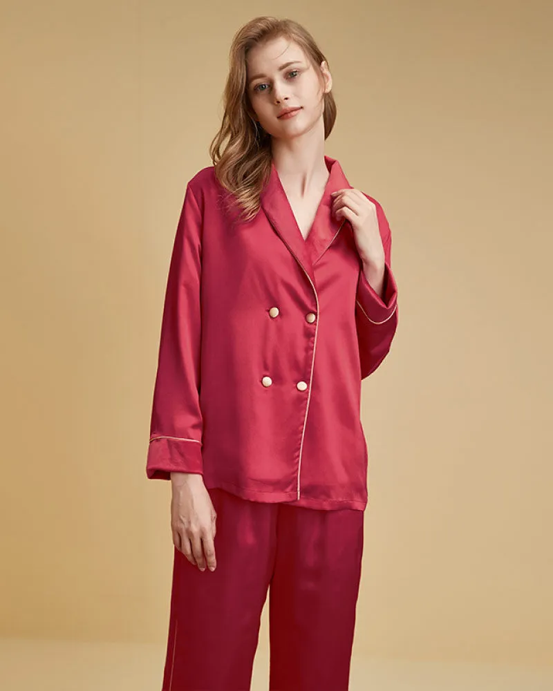 Luxury French-Style Double-Row Buttons Velvet Pajama