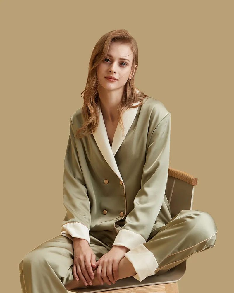 Luxury French-Style Double-Row Buttons Velvet Pajama