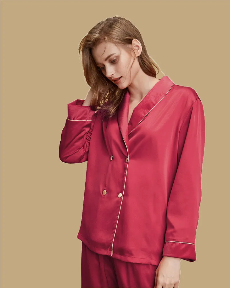 Luxury French-Style Double-Row Buttons Velvet Pajama