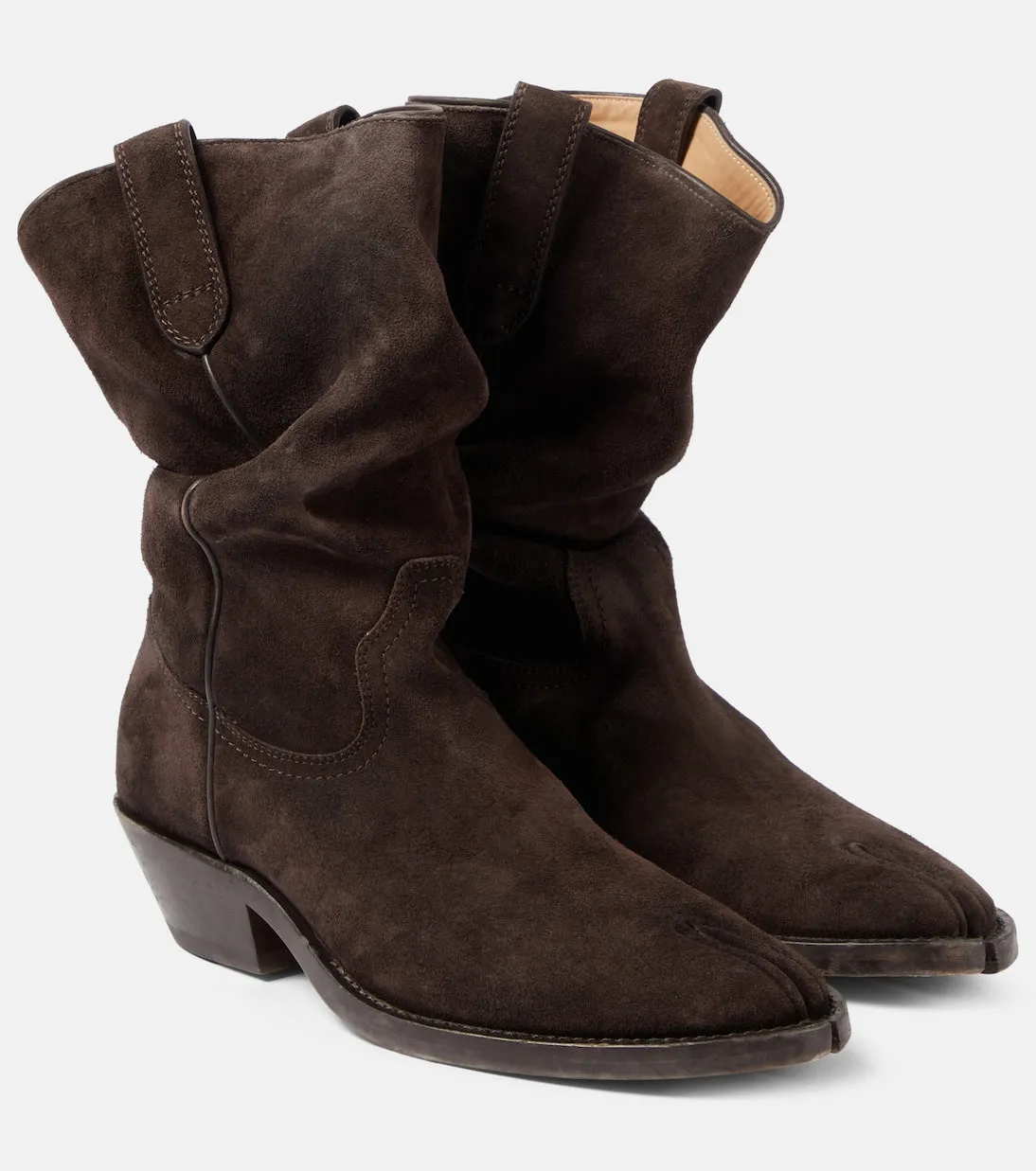 Maison Margiela tabi suede cowboy boots, brown