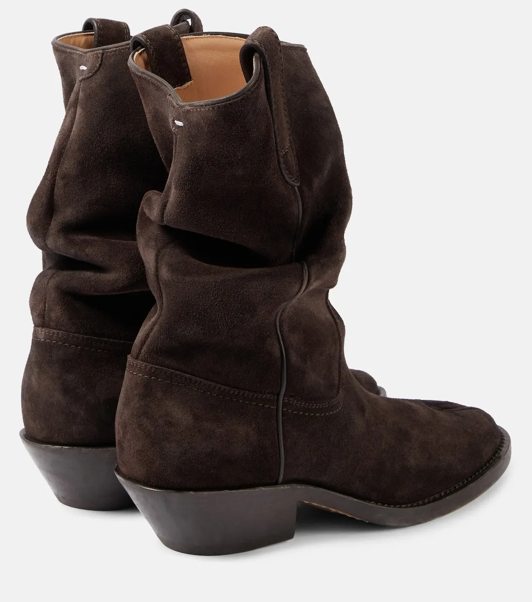 Maison Margiela tabi suede cowboy boots, brown