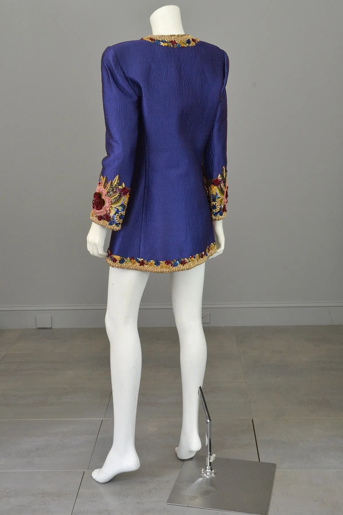 Mary McFadden Couture Embroidered Beaded Evening Coat Jacket