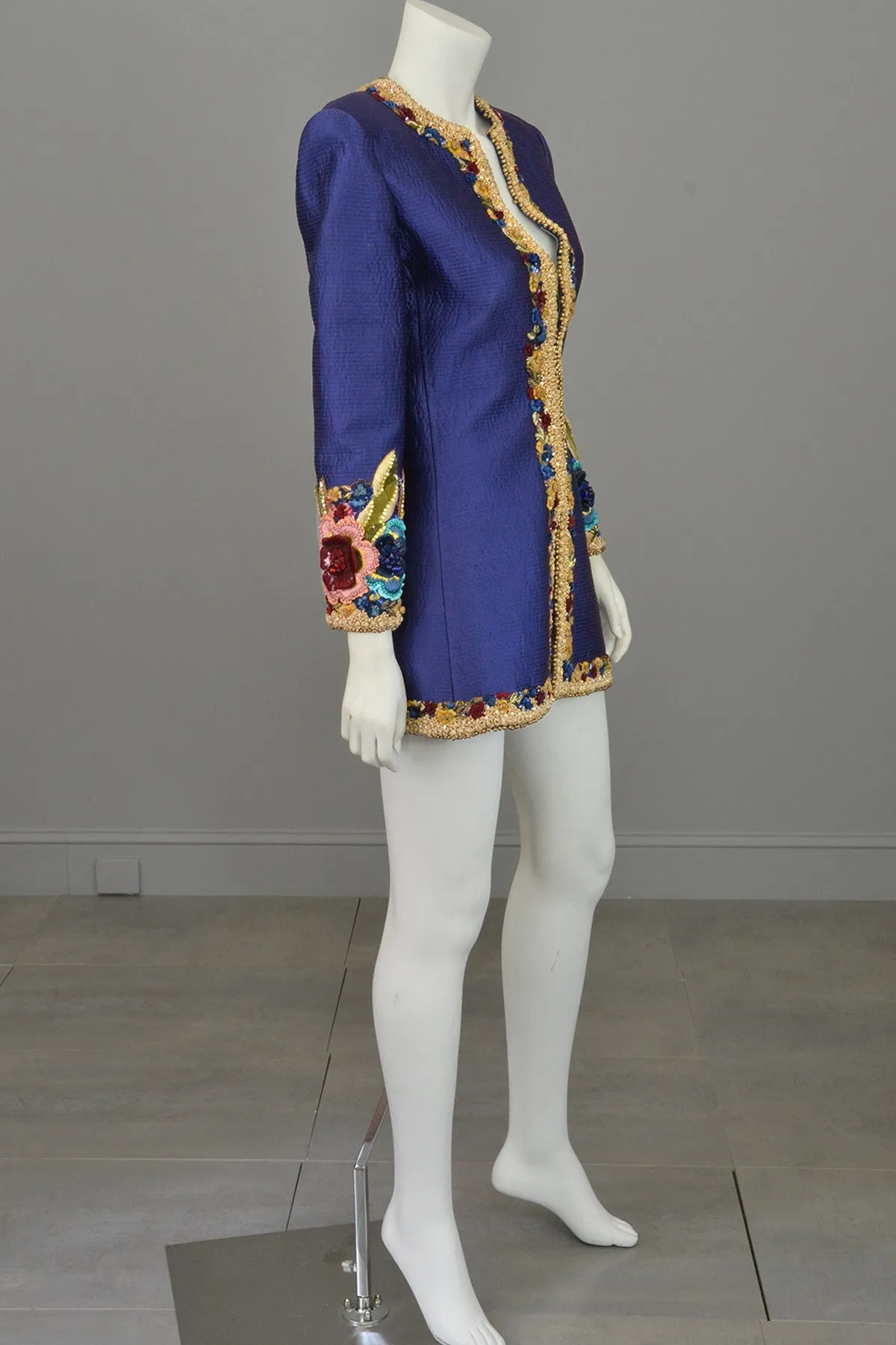 Mary McFadden Couture Embroidered Beaded Evening Coat Jacket