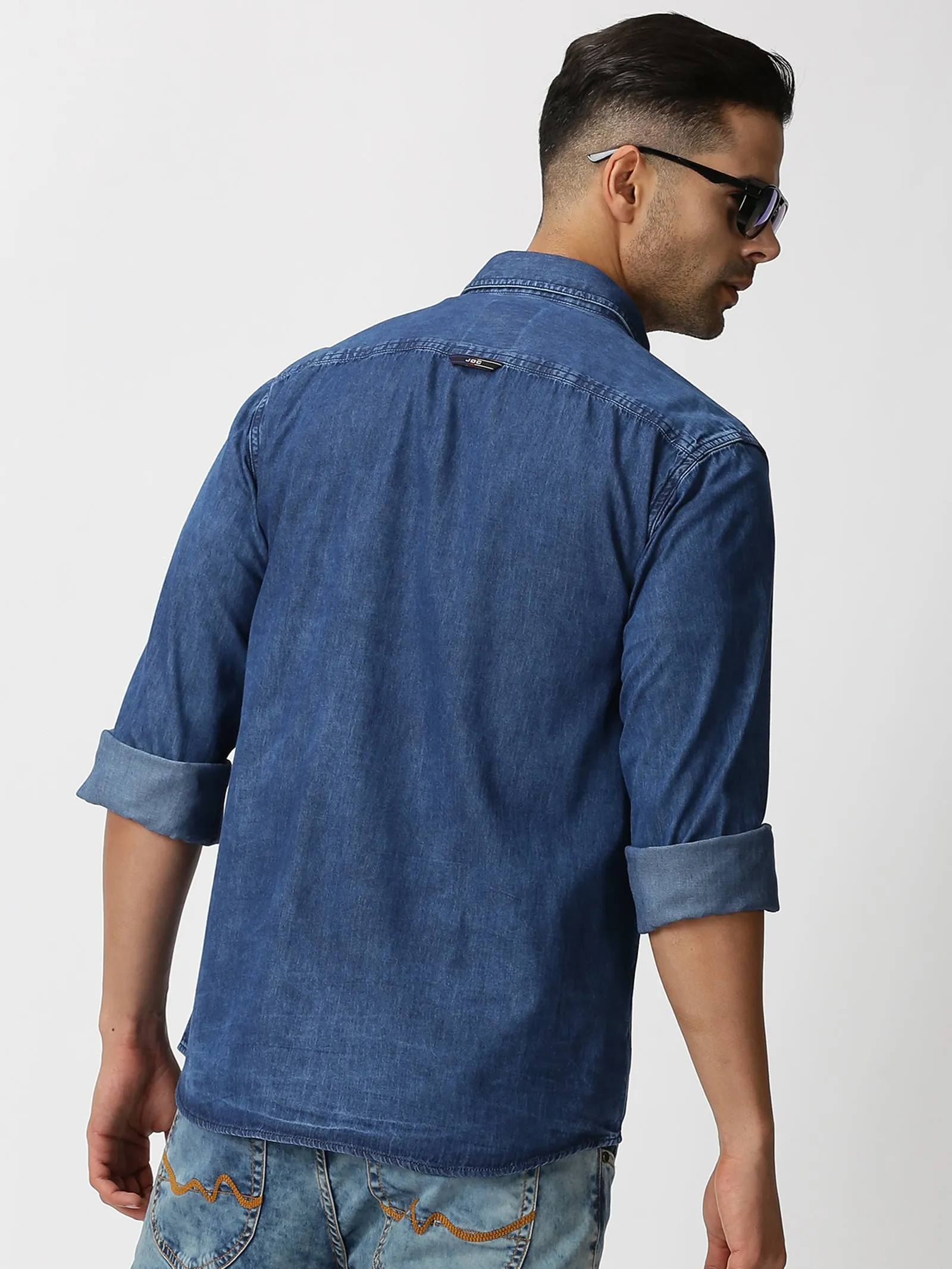 MEN'S BLUE DENIM SLIM FIT SHIRT