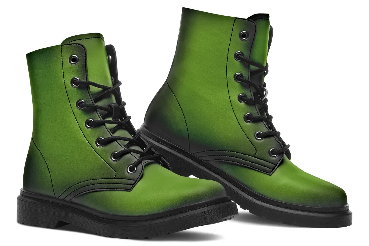 Mystic Moss Boots - Vegan Leather Doc-Style Boots with Durable Stitched on Soles