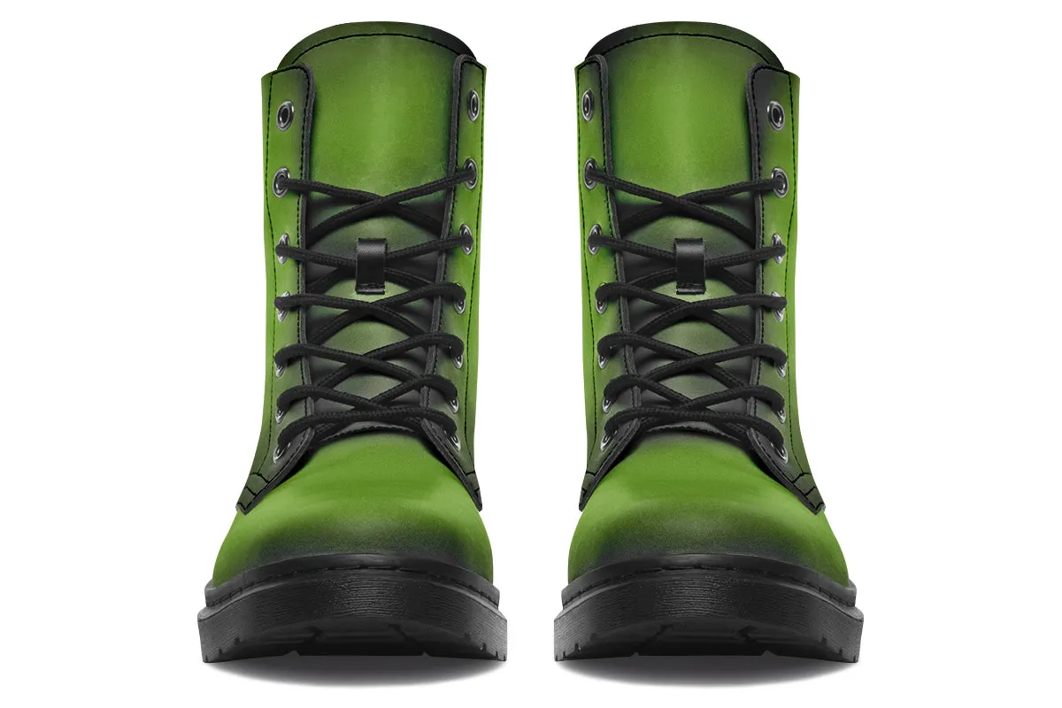 Mystic Moss Boots - Vegan Leather Doc-Style Boots with Durable Stitched on Soles