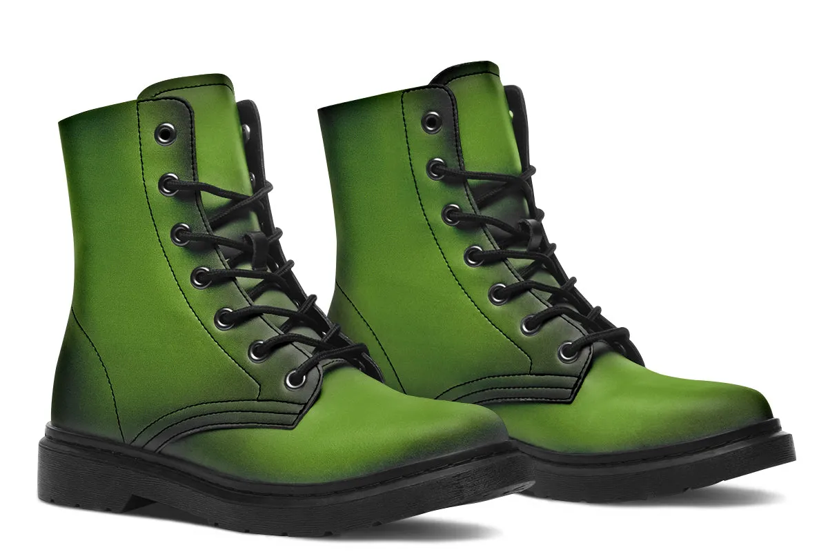 Mystic Moss Boots - Vegan Leather Doc-Style Boots with Durable Stitched on Soles