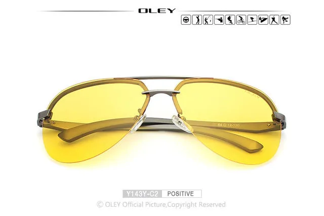 OLEY Yellow Polarized Sunglasses Men night vision glasses Brand Designer women spectacles car drivers Aviation goggles for man