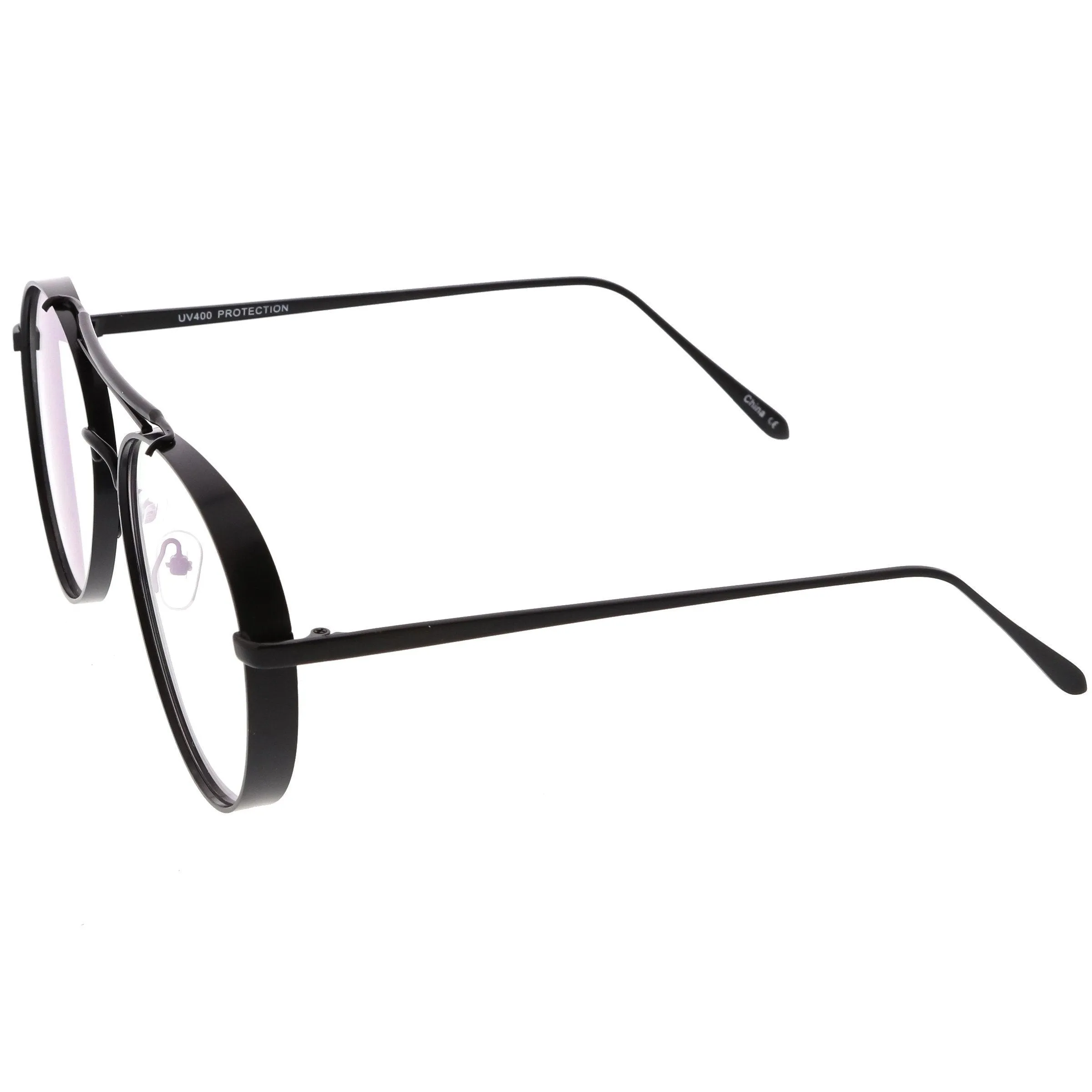 Oversize Retro Dapper Clear Flat Lens Aviator Glasses