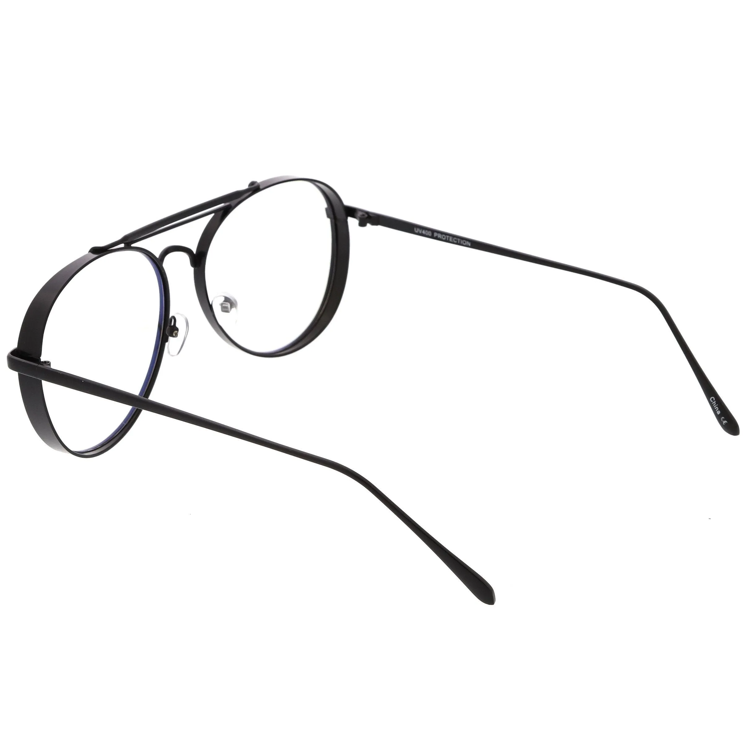 Oversize Retro Dapper Clear Flat Lens Aviator Glasses