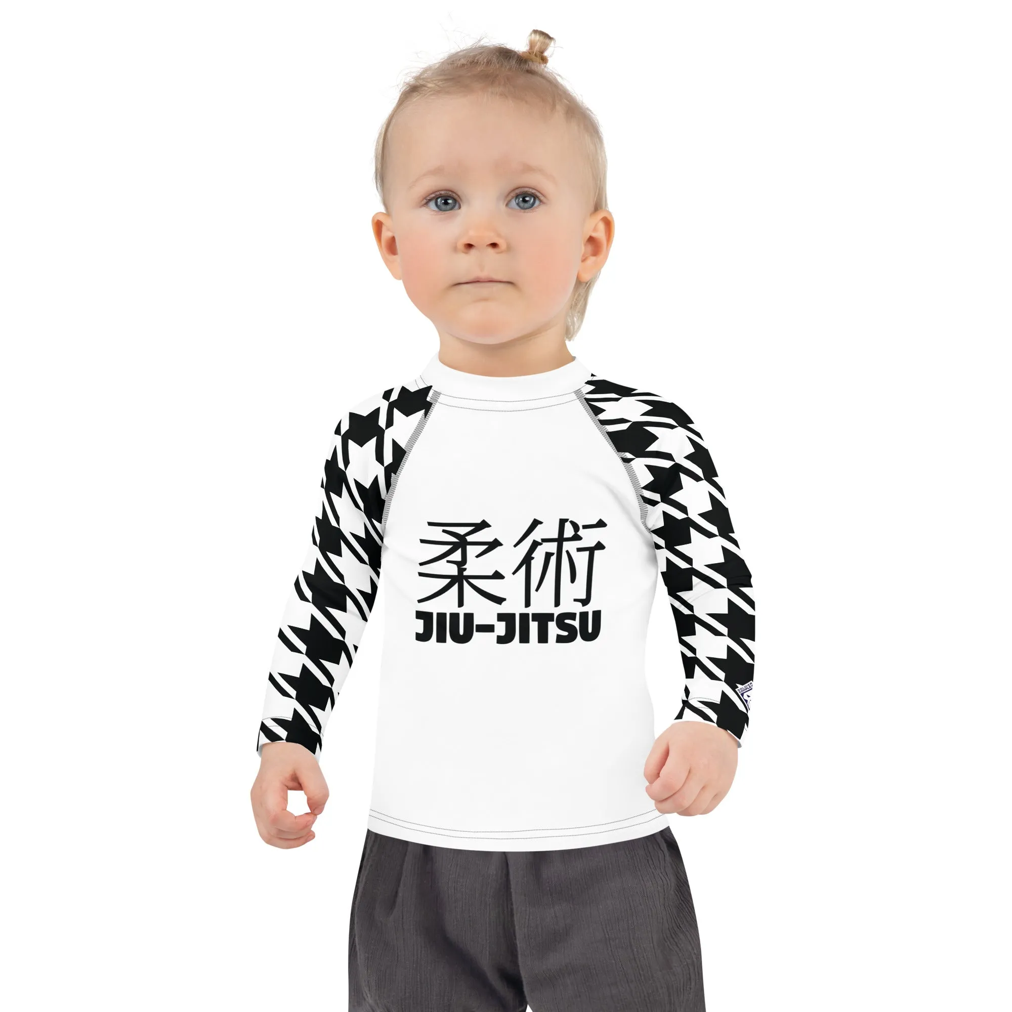 Performance Meets Style: Girl's Houndstooth Classic Jiu-Jitsu BJJ Rash Guard