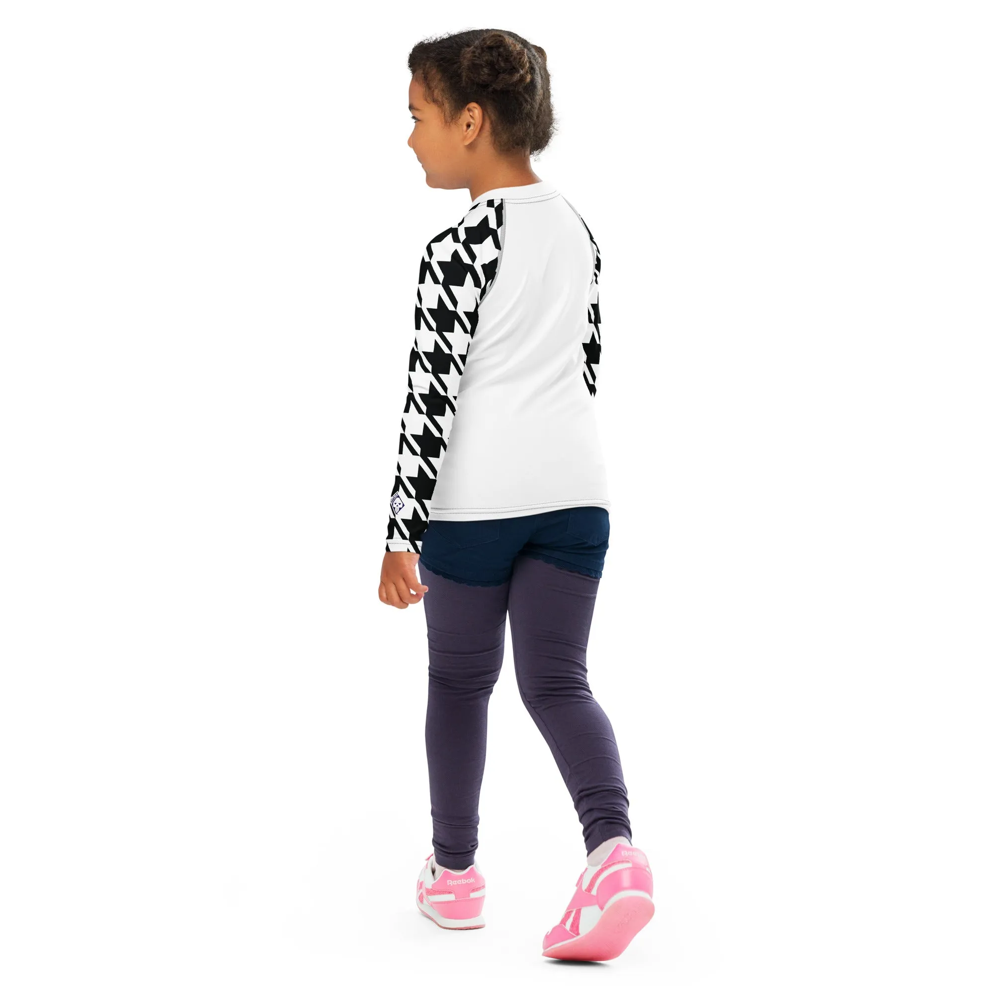 Performance Meets Style: Girl's Houndstooth Classic Jiu-Jitsu BJJ Rash Guard