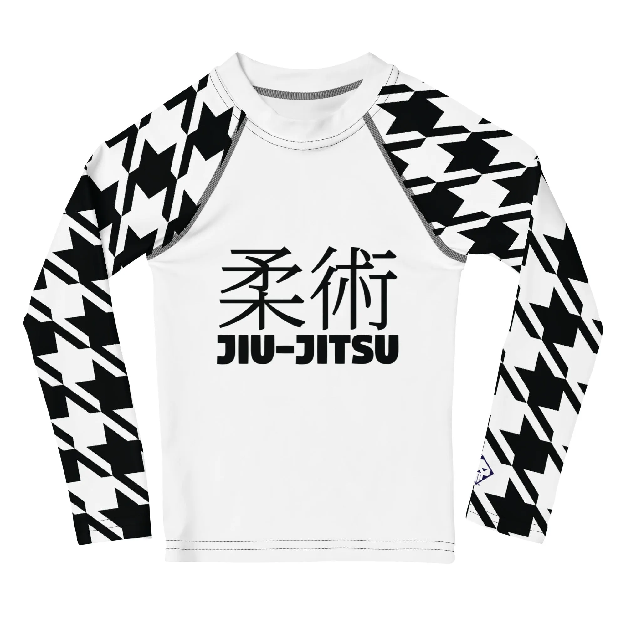 Performance Meets Style: Girl's Houndstooth Classic Jiu-Jitsu BJJ Rash Guard