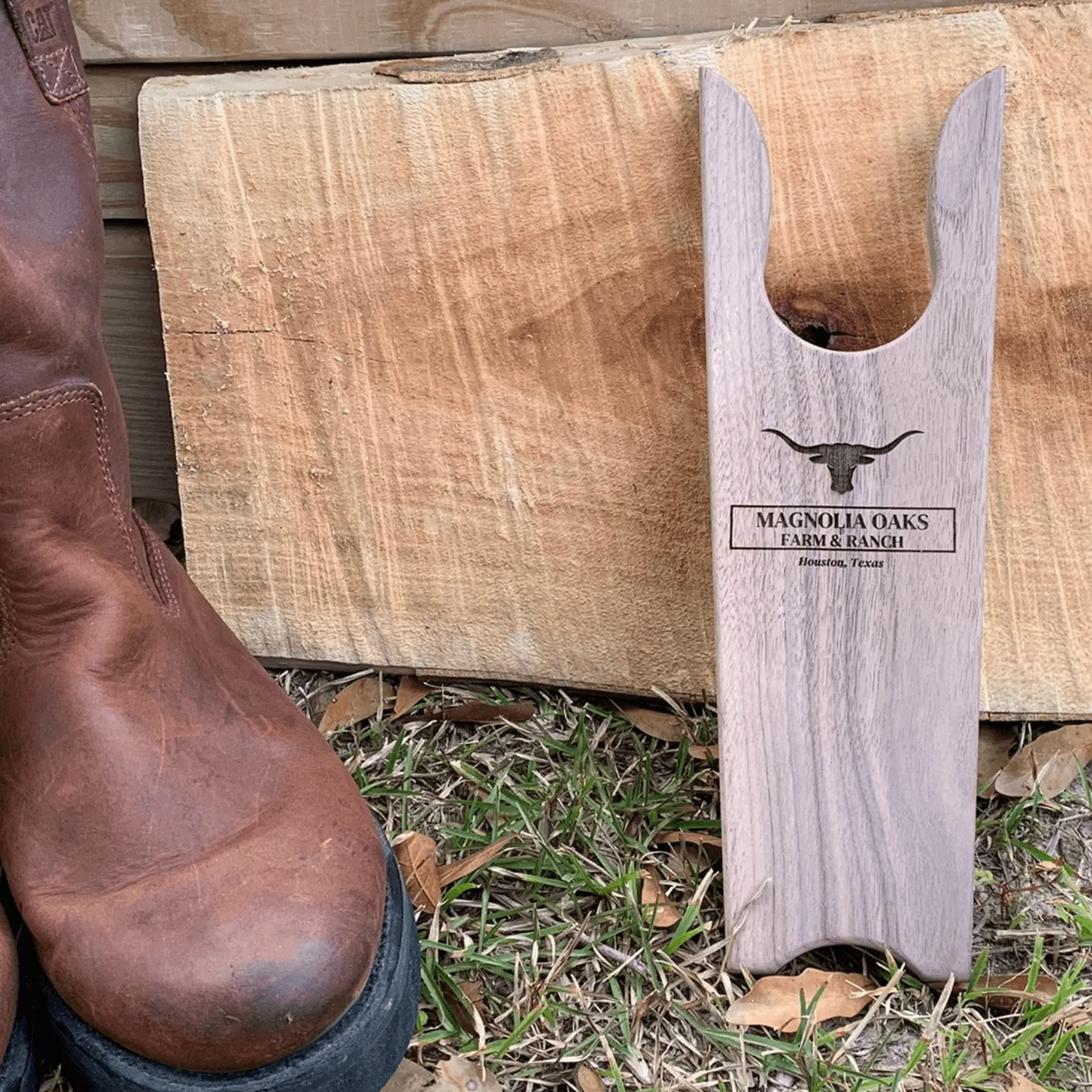 Personalized Rustic Walnut Boot Jack