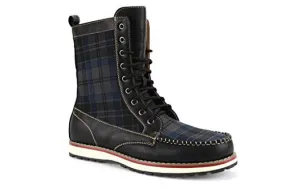 Polar Fox Men's 501061 Tall Plaid Design Lace Up Casual Dress Boots