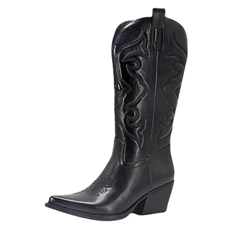 Pre Order:  Embossed Mid-Calf Cowboy Boots