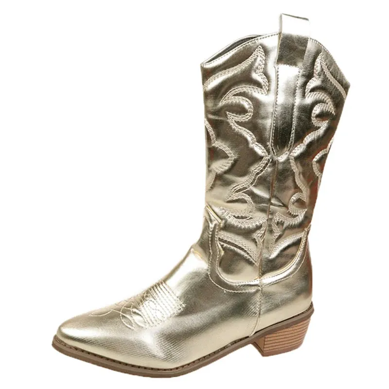 Pre Order:  Embossed Mid-Calf Cowboy Boots