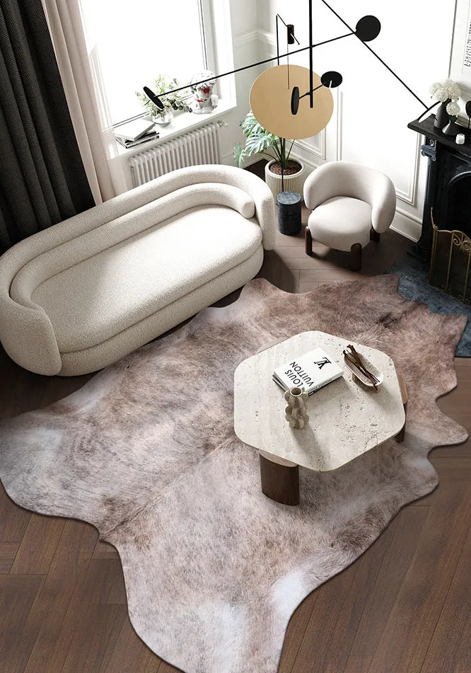 Premium Tricolor Brown Faux Cowhide Rug