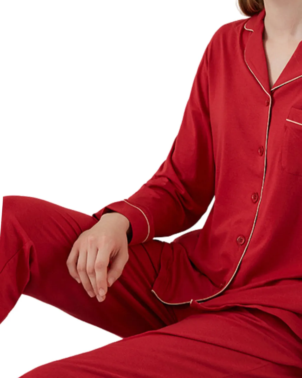 Red Bamboo and Organic Cotton Button Womens Pyjamas