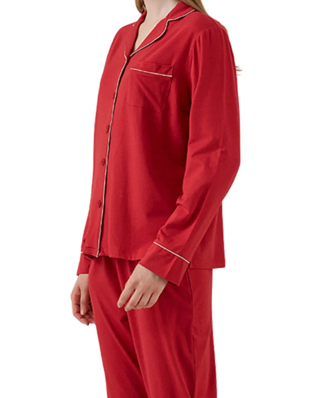 Red Bamboo and Organic Cotton Button Womens Pyjamas