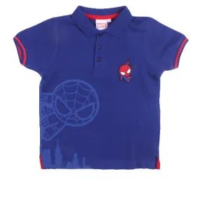 REDTAG Blue Spider Printed Polo Shirt for Boys