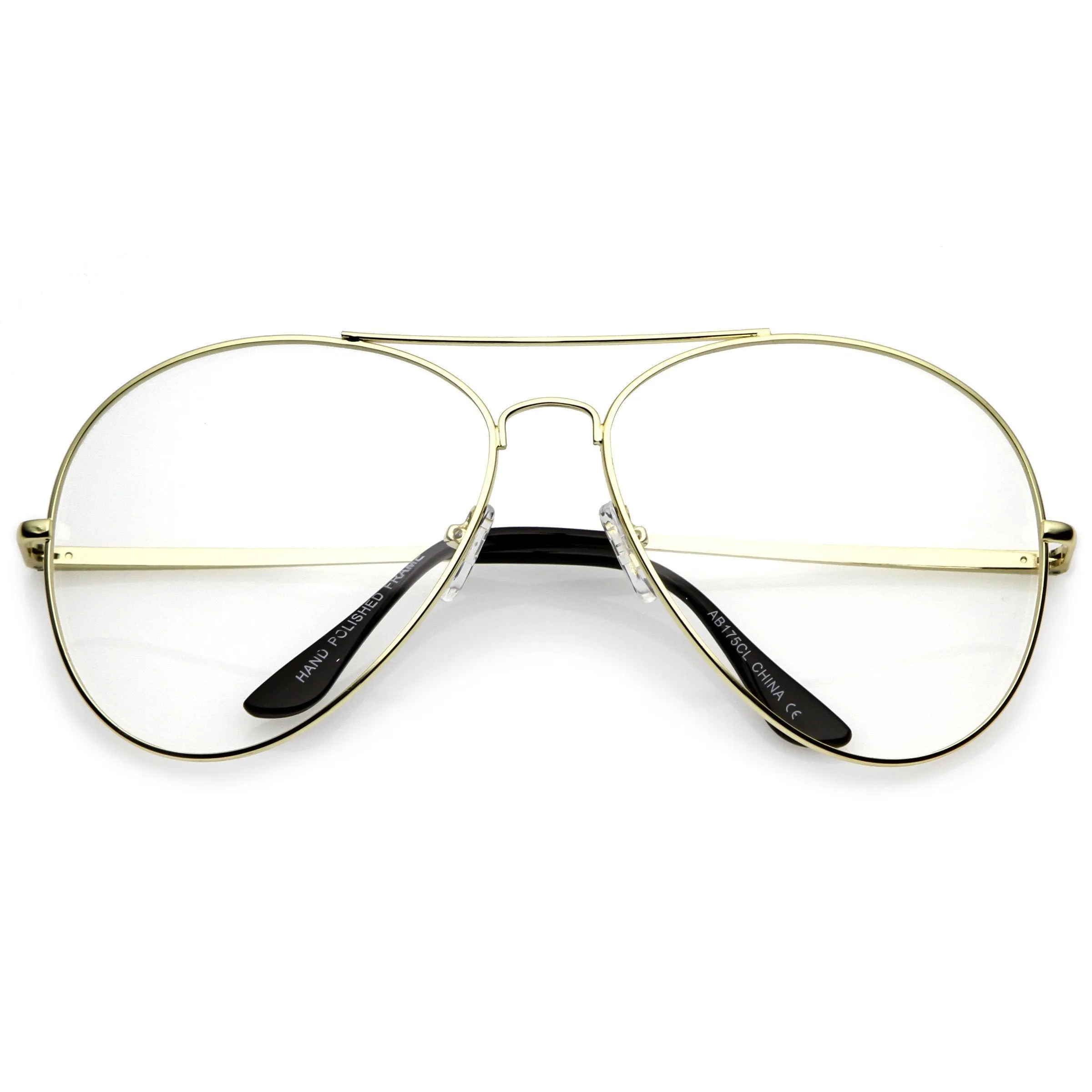 Retro Dapper Oversize Clear Lens Aviator Glasses 63mm