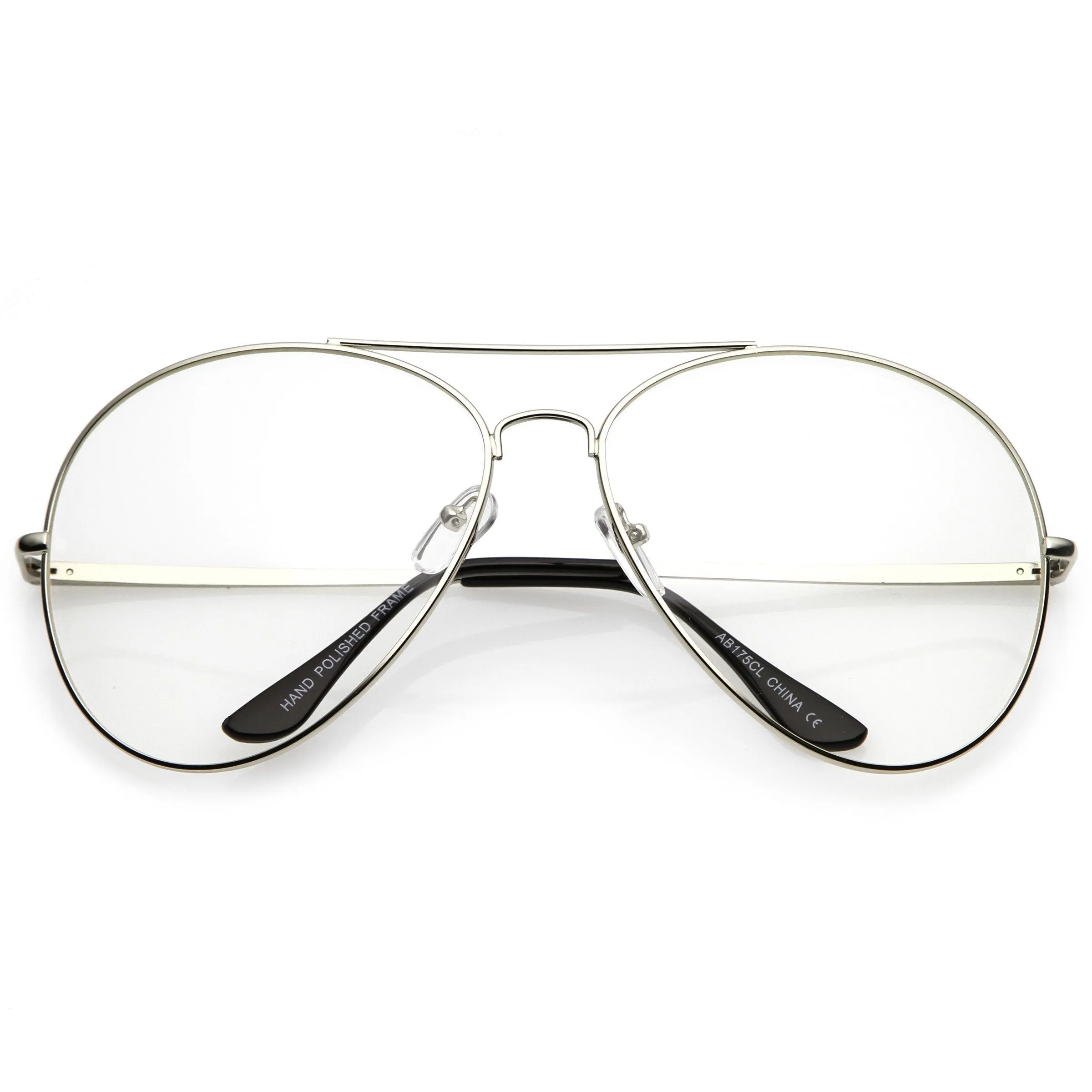 Retro Dapper Oversize Clear Lens Aviator Glasses 63mm