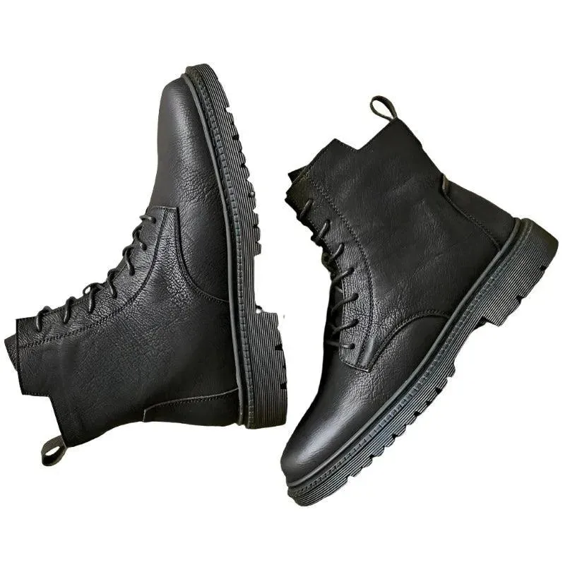 Royal Britannia Zippered Black Leather Boots