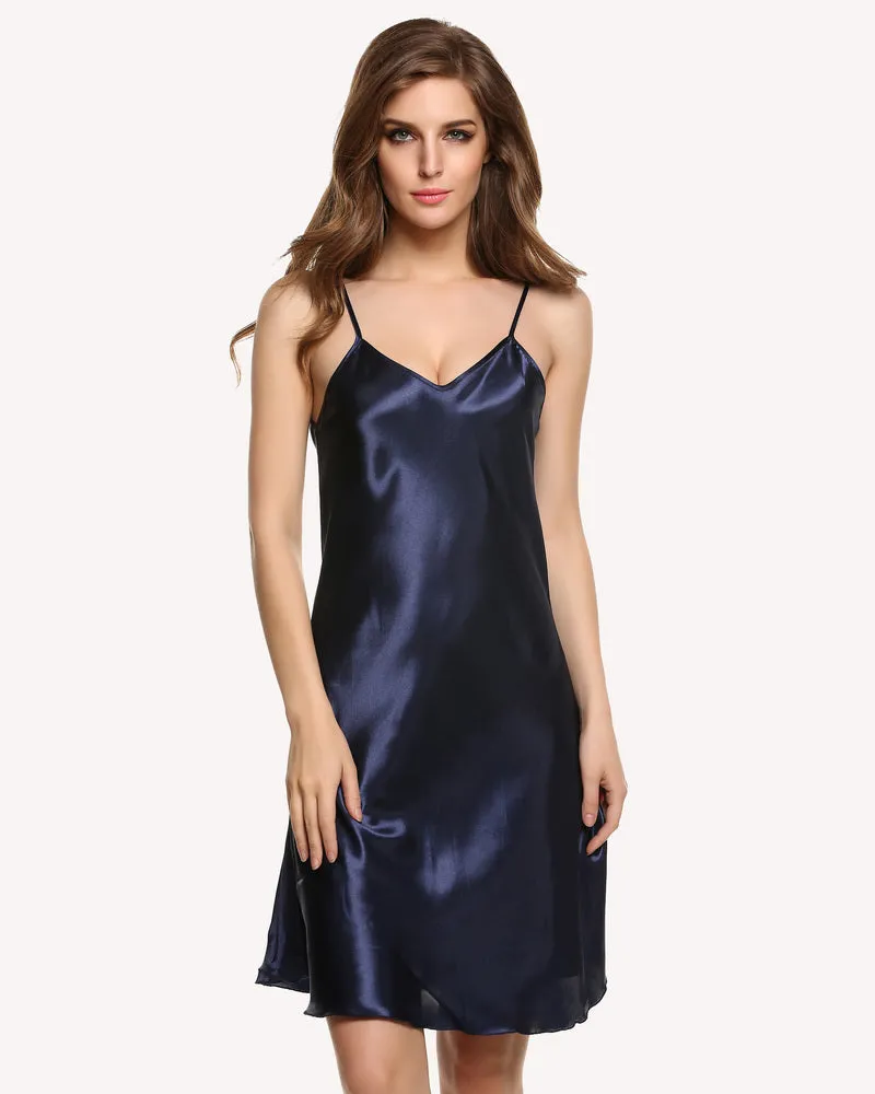 Satin Chemise Slip Nightgown Dress