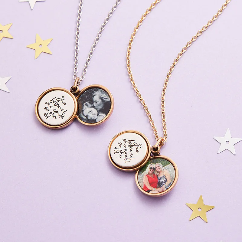 She Believed She Could Personalized Photo Locket Necklace