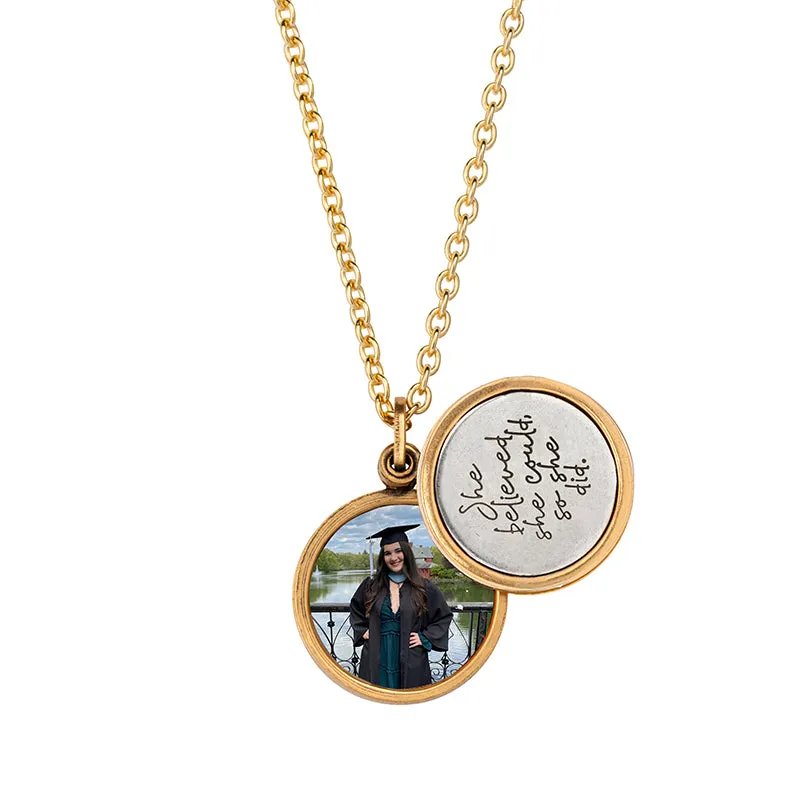 She Believed She Could Personalized Photo Locket Necklace