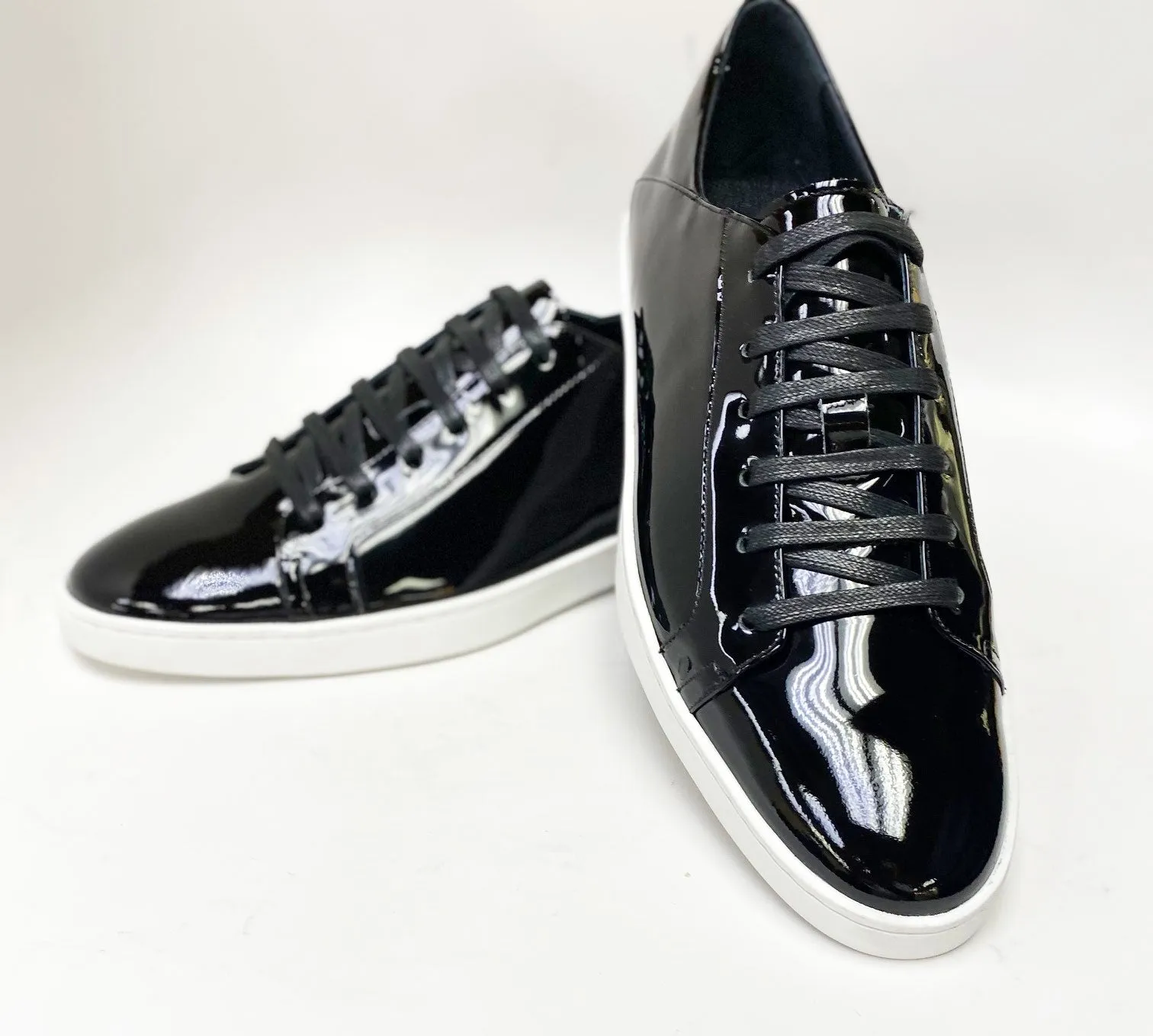 Shiny Calfskin Lace-Up Sneaker Black