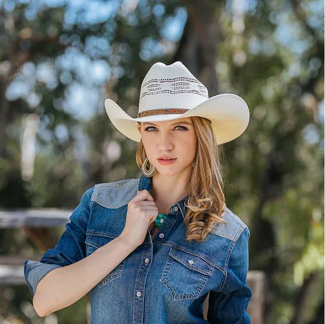 Stampede Hats - 50X Bangora Straw Western Hat with Studded Leather Trim