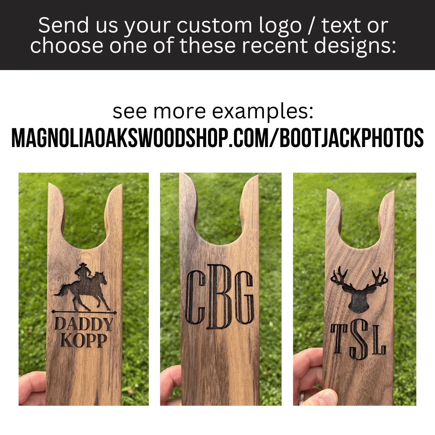 TEST - Personalized Rustic Walnut Boot Jack (Copy)