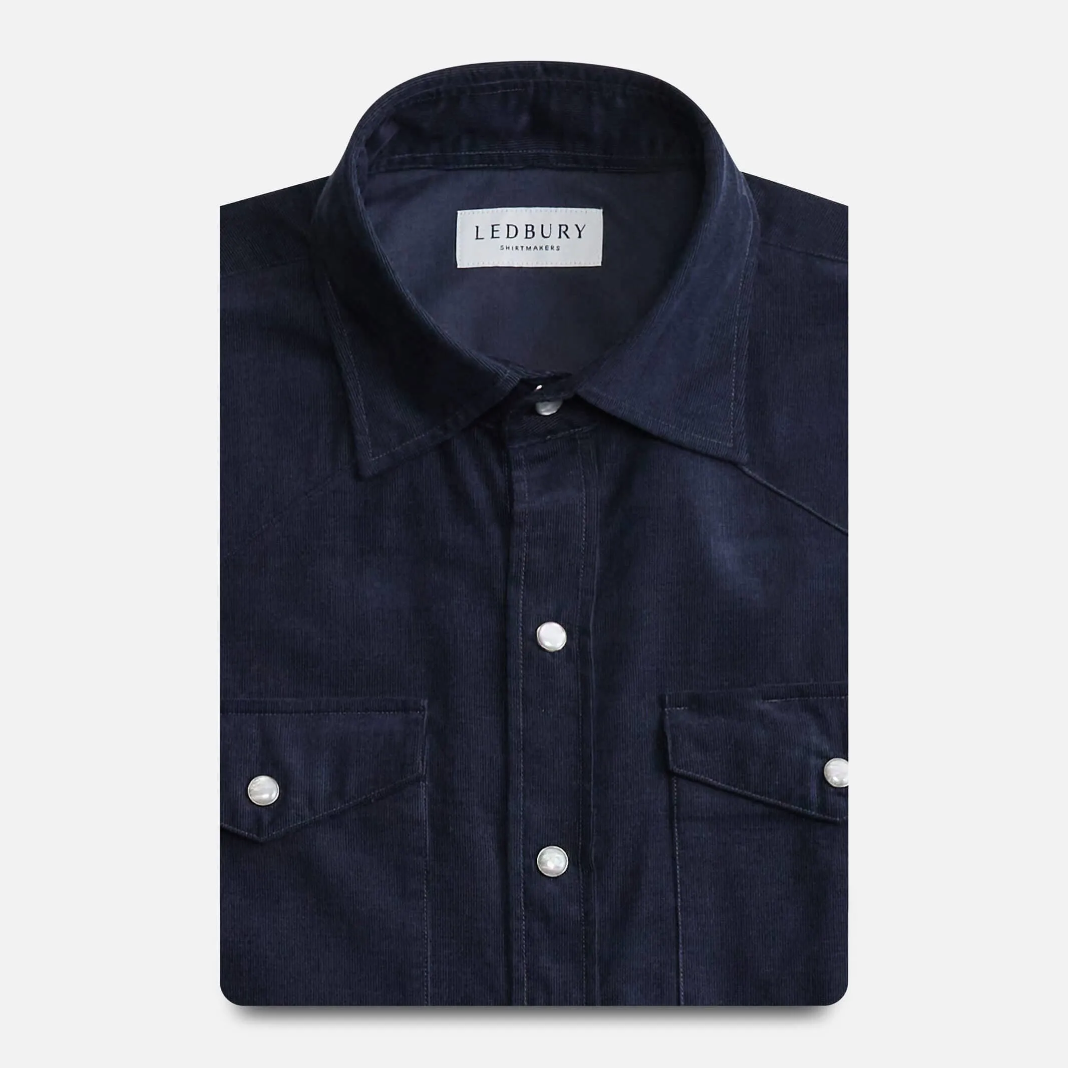 The Dark Navy Crockett Corduroy Western Custom Shirt