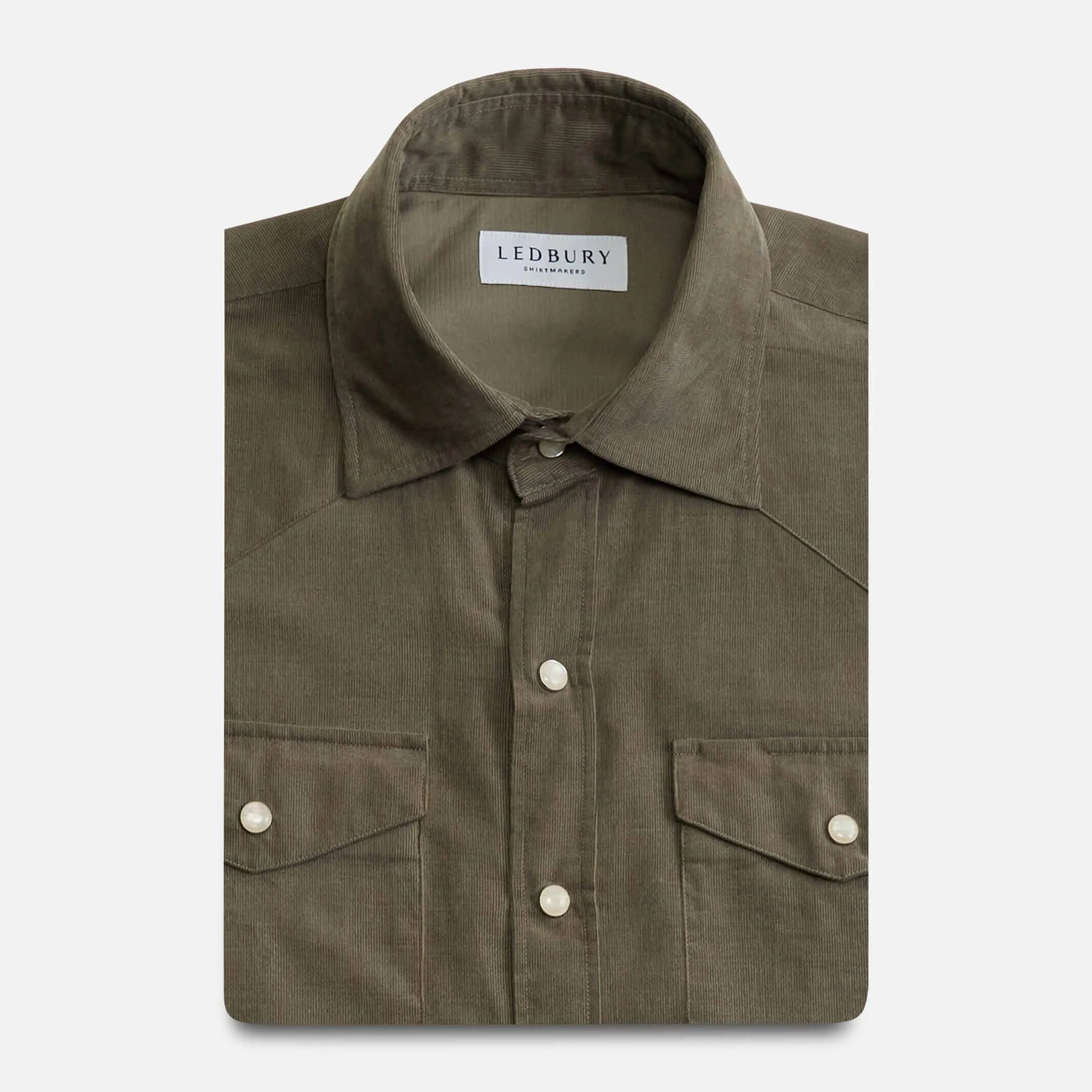 The Dusty Olive Crockett Corduroy Western Custom Shirt