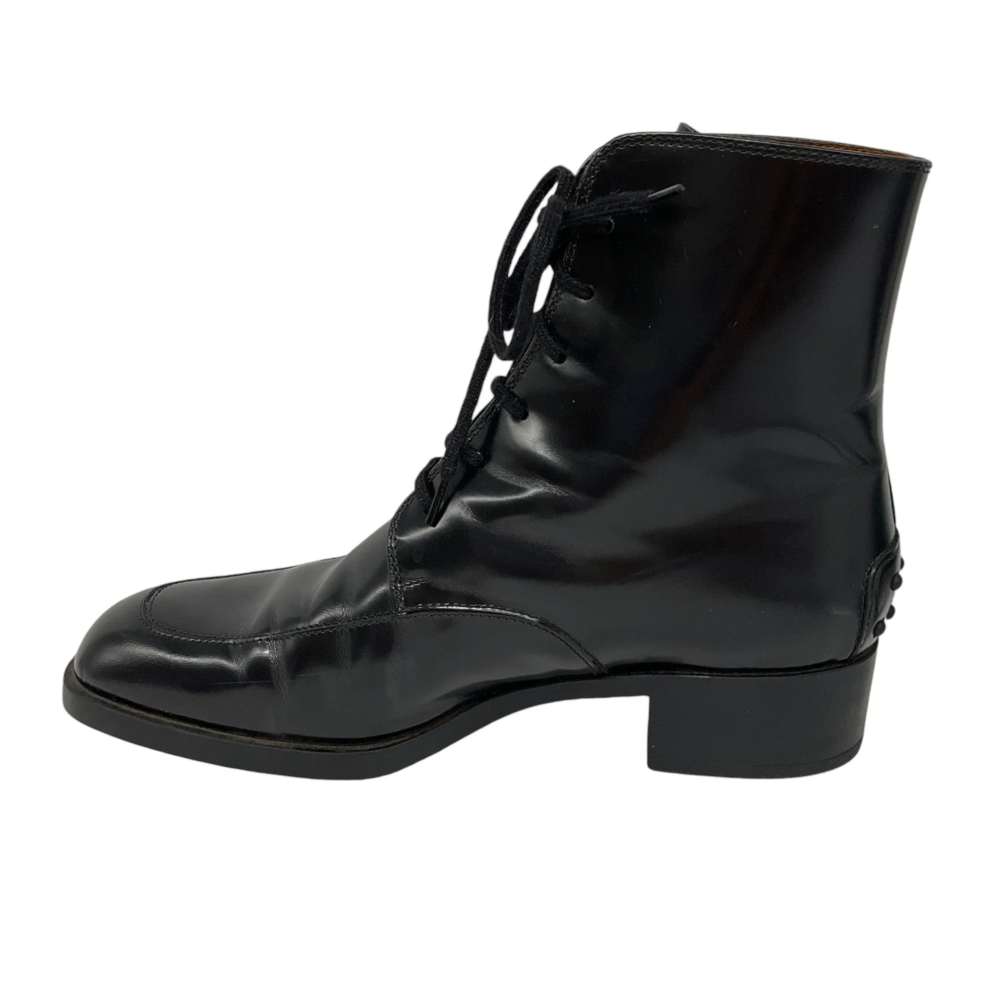 Tod's Black Lace-Up Leather Ankle Boots