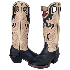 TONY LAMA Buckaroo Bella Tall Knee High Square Toe Western Cowgirl Cowboy Boots