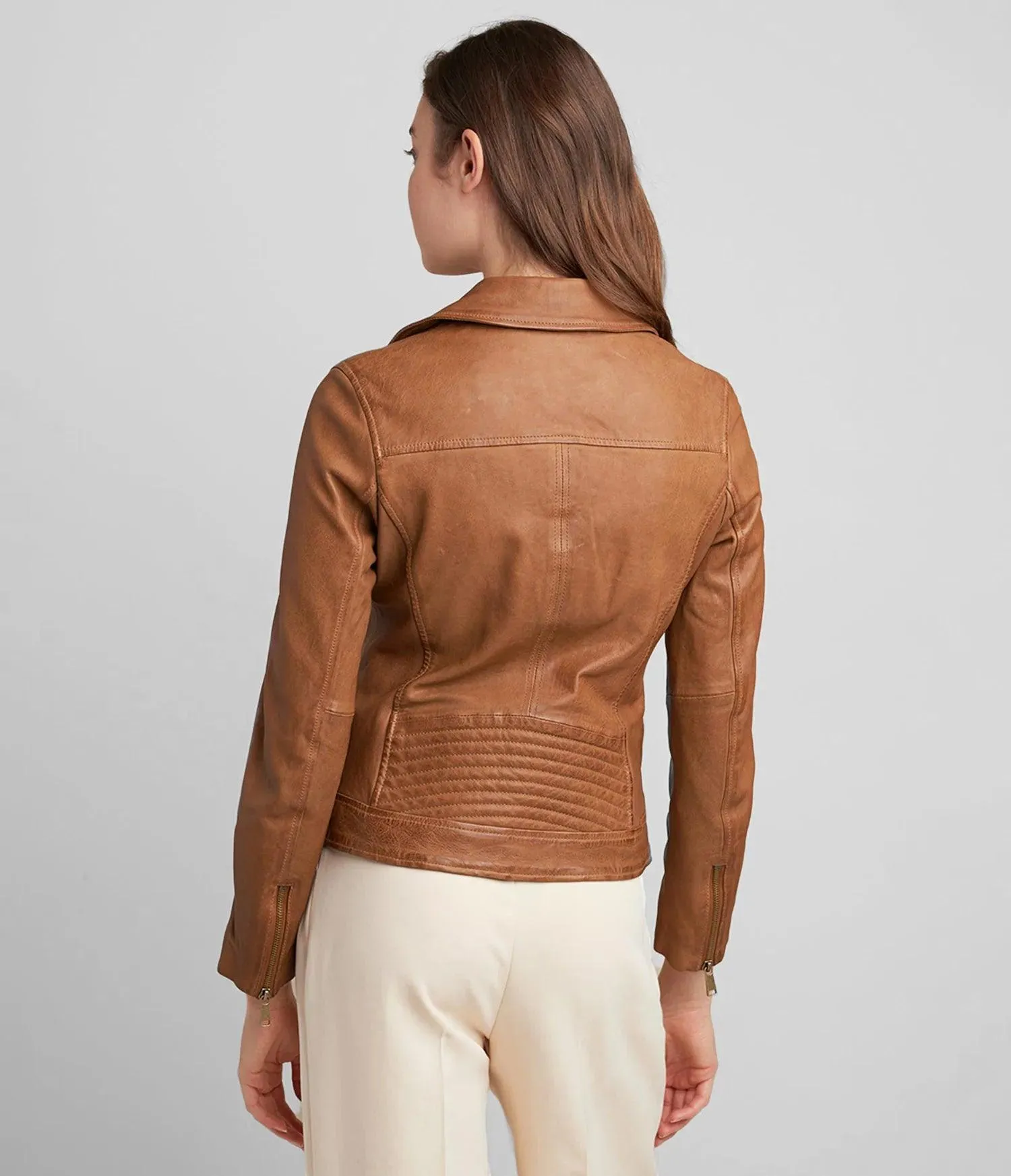 Tracy Asymmetric Moto Genuine Leather Jacket